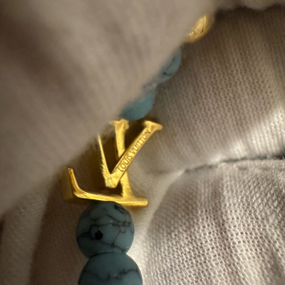 Louis Vuitton Gold and Turquoise Beaded Earrings - Picture 6 of 6